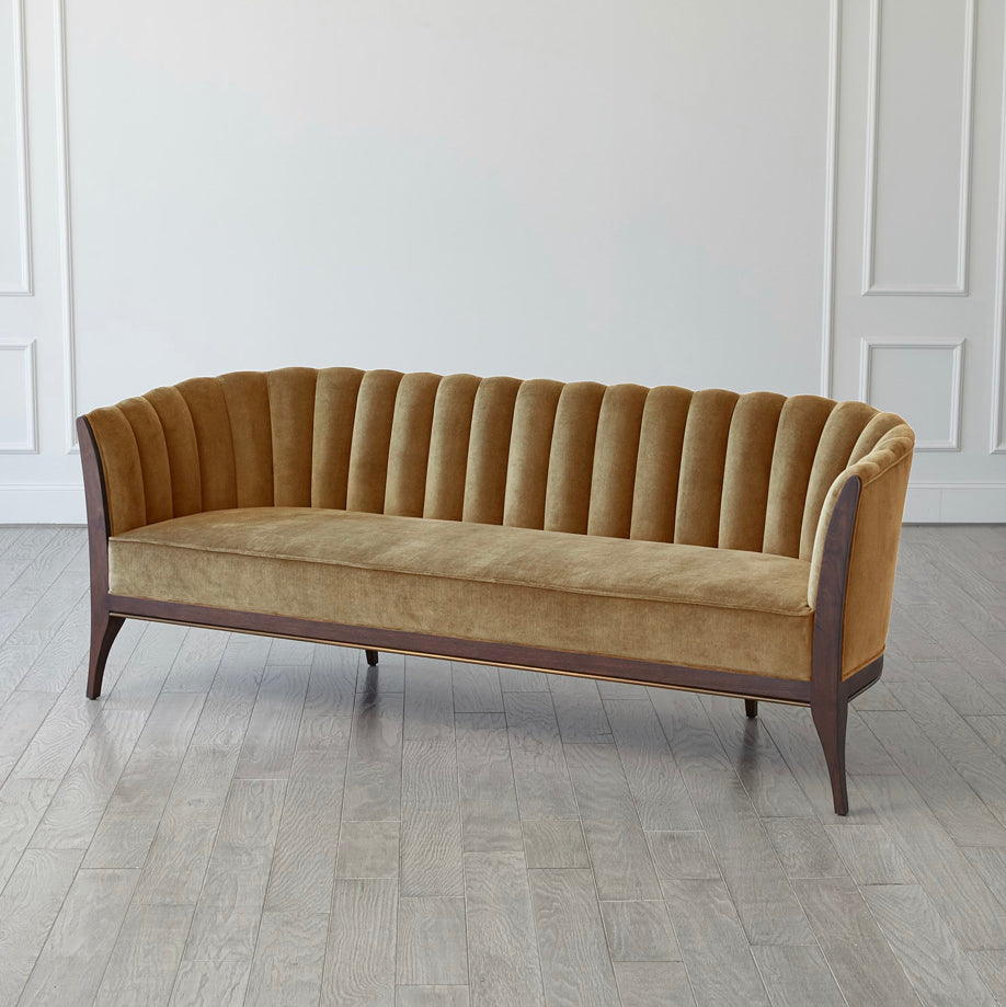 Channel Back Sofa - Toast Velvet