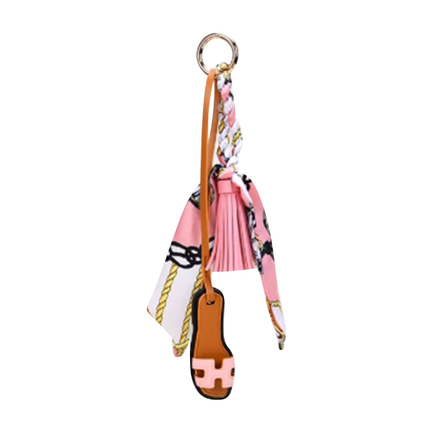 Designer Sandal w/ Scarf Bag Charm Christmas Gift: Brown