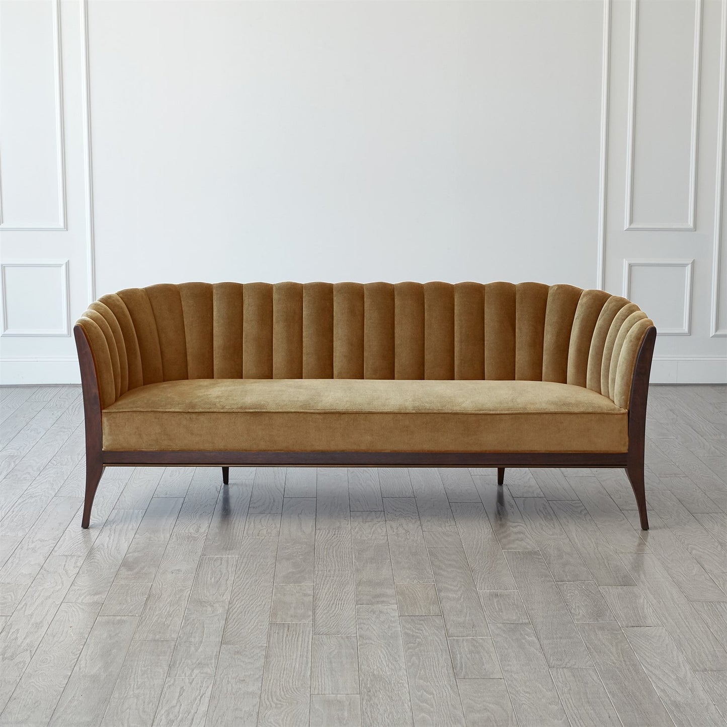 Channel Back Sofa - Toast Velvet