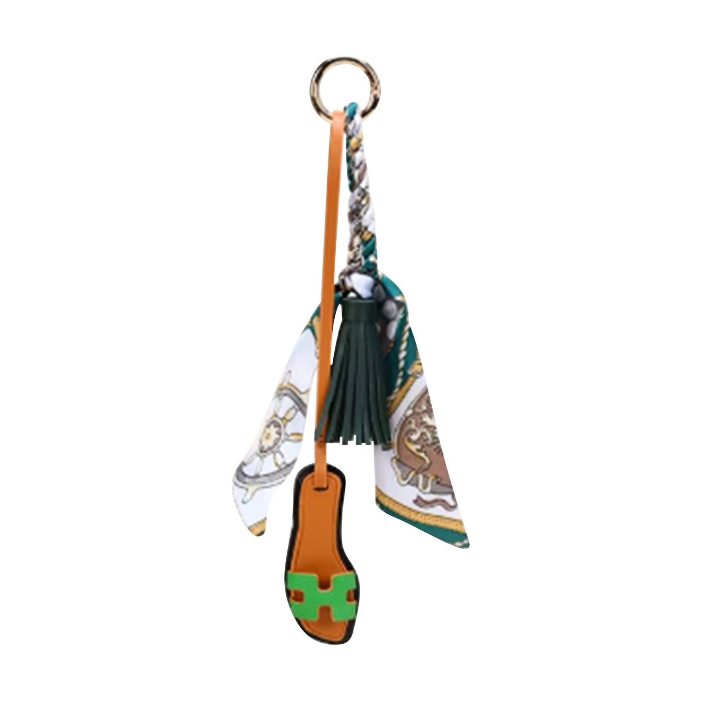 Designer Sandal w/ Scarf Bag Charm Christmas Gift: Brown