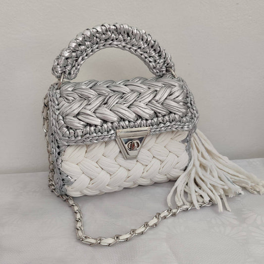 CHQEL Evening Clutch Bag for Women, Handmade Crochet Wedding