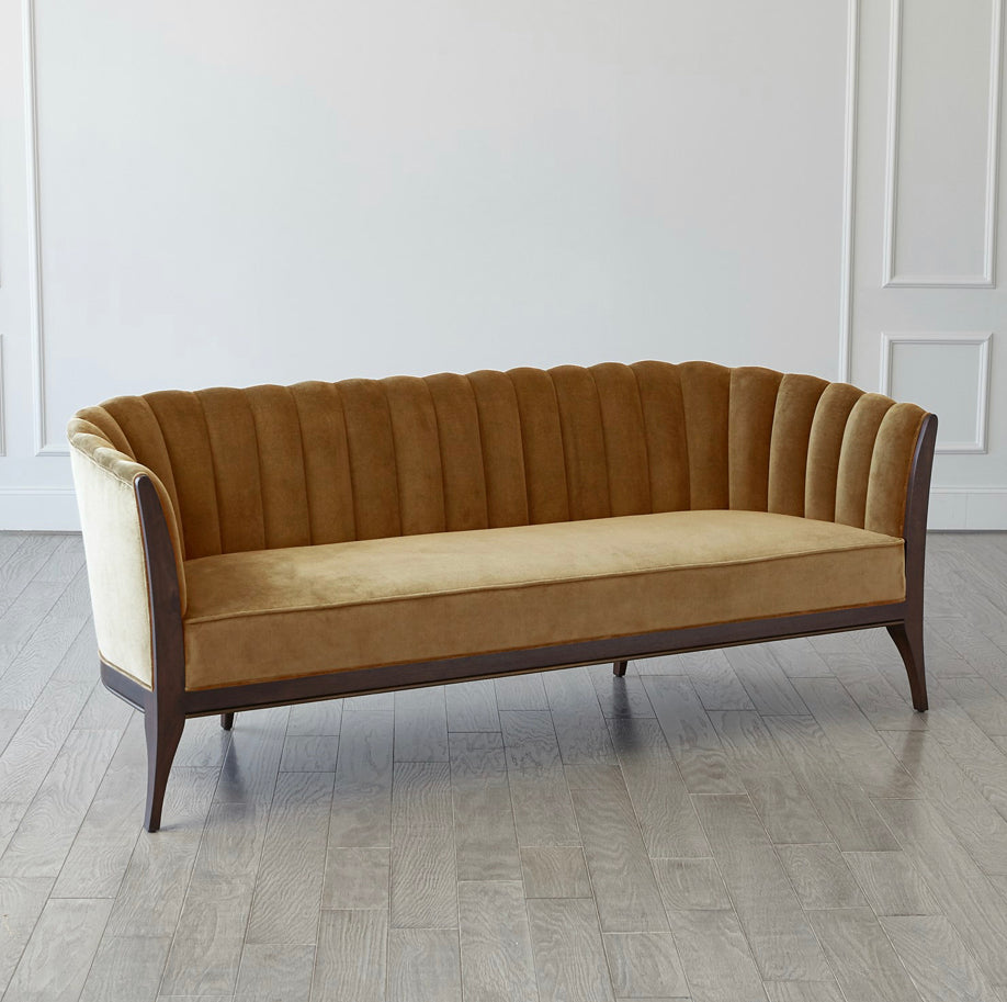 Channel Back Sofa - Toast Velvet