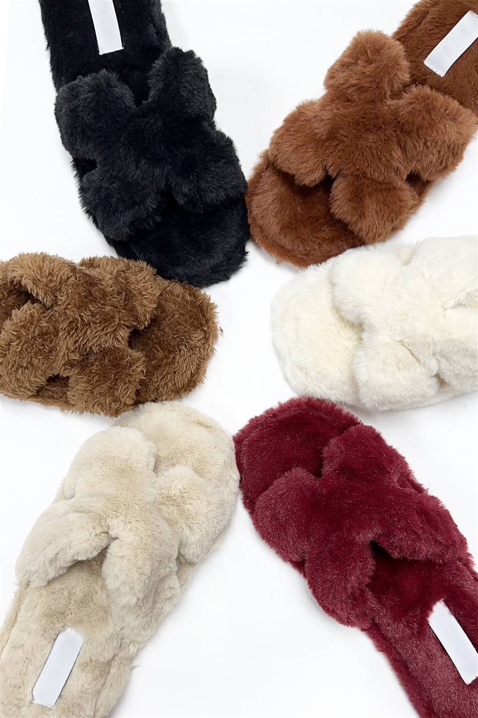 COMFY-1 FURRY H-BAND COZY SLIDE SANDALS: BEIGE / B18