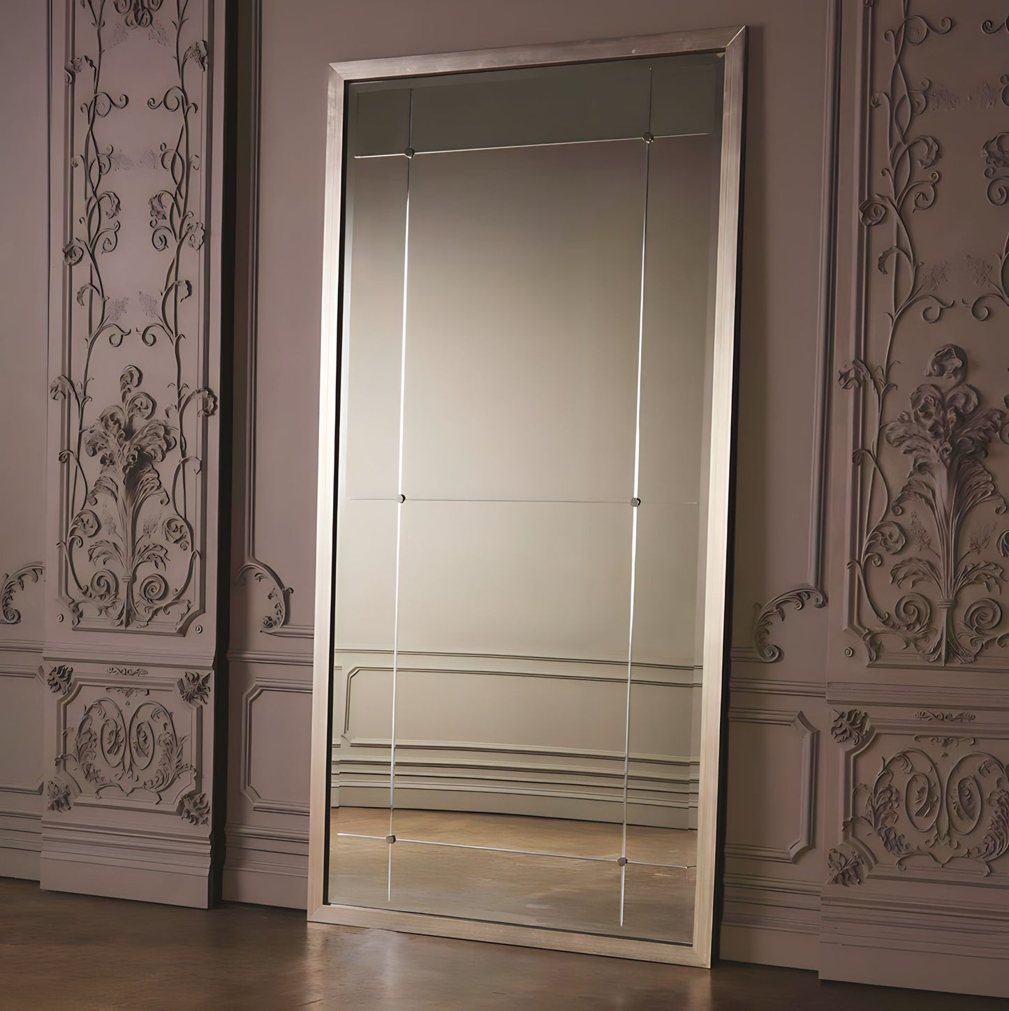 Beaumont Floor Mirror Silver Leaf