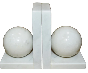 S/2 6" MARBLE BOOKEND WITH 3" ORB