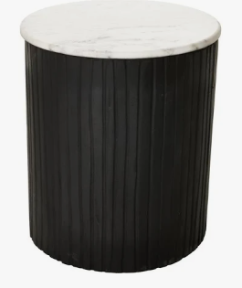 20" RIBBED PEDESTAL TABLE MARBLE TOP, W