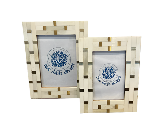 Bone and Brass Patterned Picture Frames Lines
