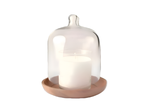 Candle scent with Glass Dome and Wooden Base