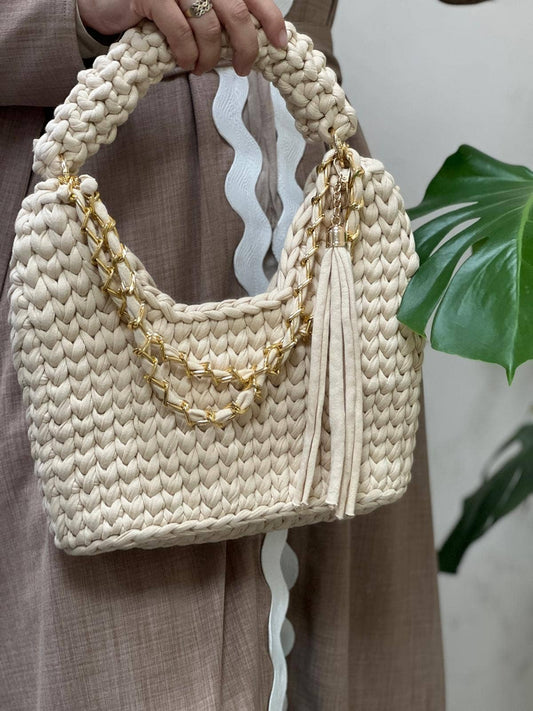 Handmade Crochet Wedding Party Purse, Crossbody Handbag