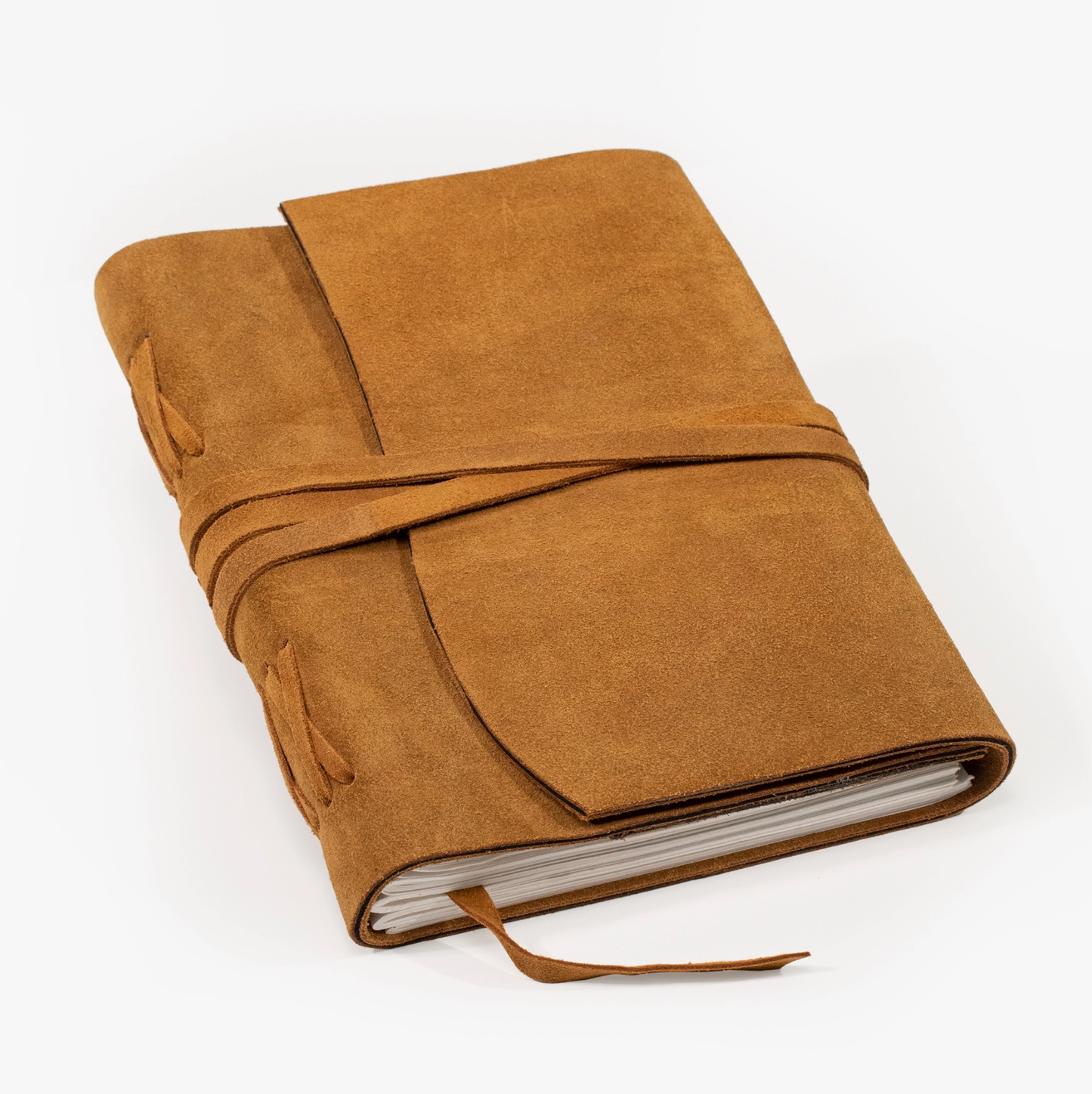 Suede Journal w/ Organic Cotton Paper Large: Cognac