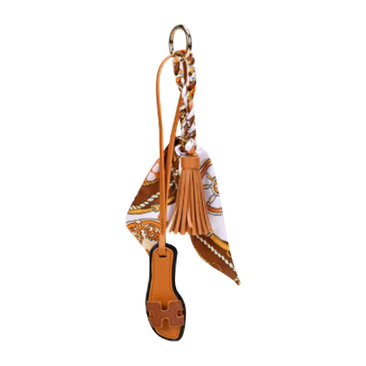 Designer Sandal w/ Scarf Bag Charm Christmas Gift: Brown