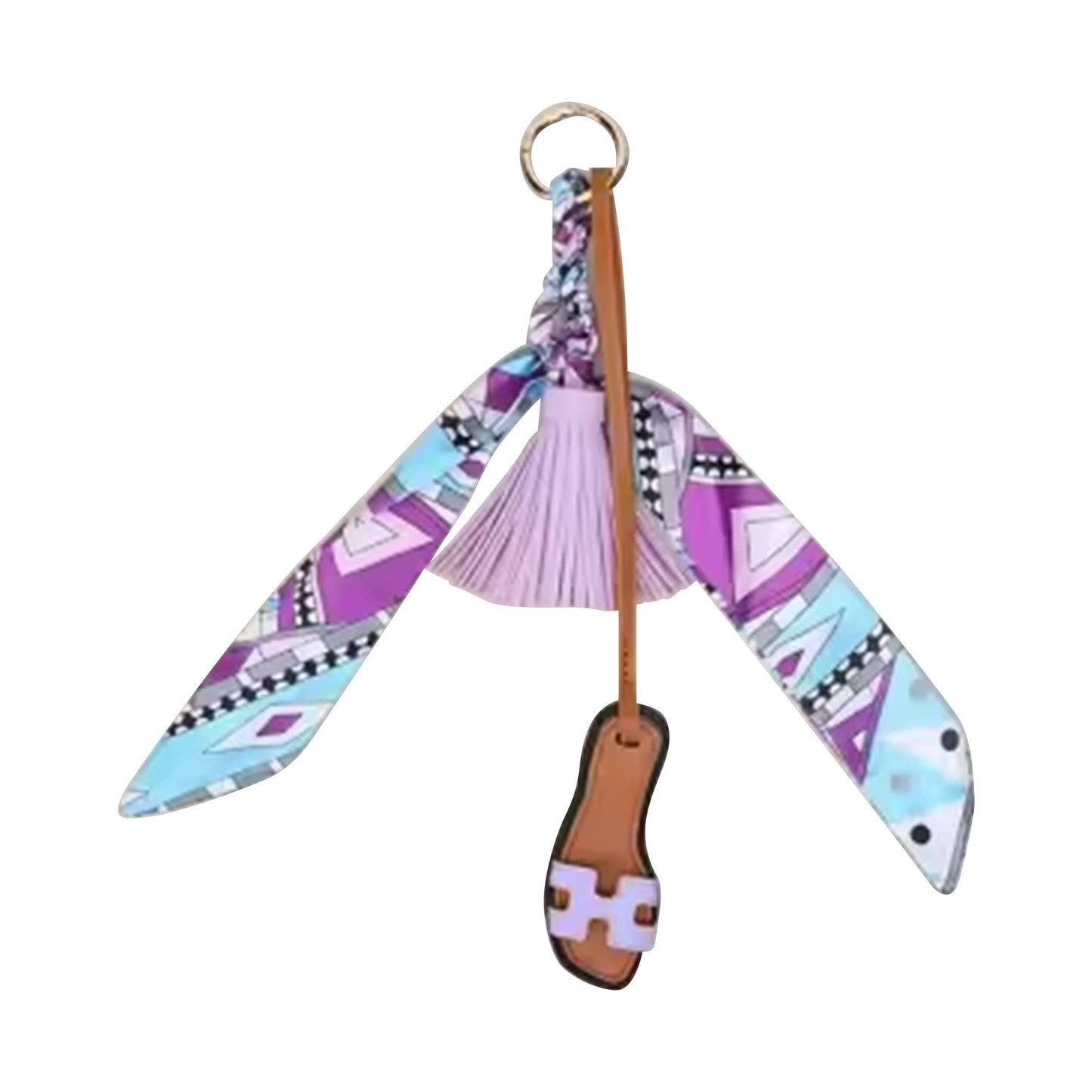 Designer Sandal w/ Scarf Bag Charm Christmas Gift: Brown