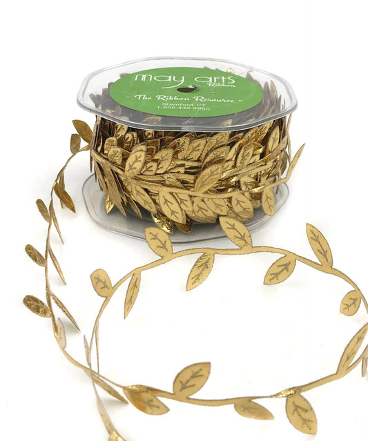Gold Classic Cutout Leaf Ribbon Trim