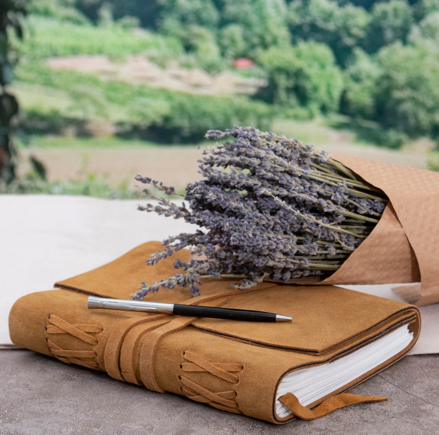 Suede Journal w/ Organic Cotton Paper Large: Cognac