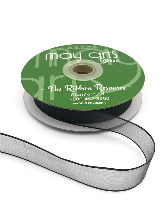 ~3/4" Black Soft Sheer Organza Ribbon with Edge