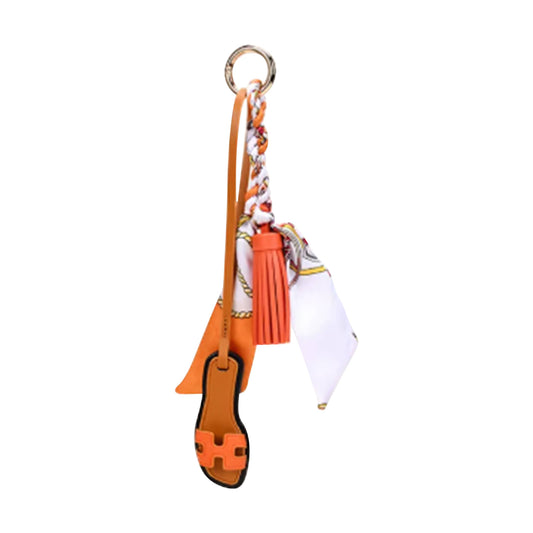 Designer Sandal w/ Scarf Bag Charm Christmas Gift: Orange