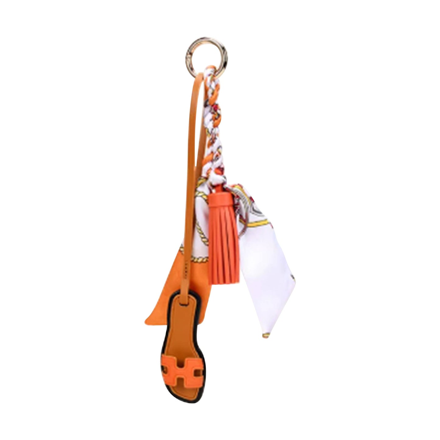 Designer Sandal w/ Scarf Bag Charm Christmas Gift: Brown