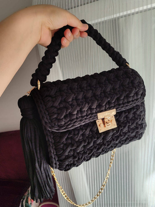 CHQEL Evening Clutch Bag for Women, Handmade Crochet Wedding