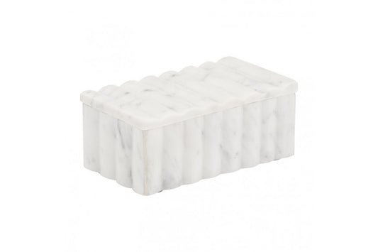 MARBLE, 7X3" RIDGED BOX, WHITE